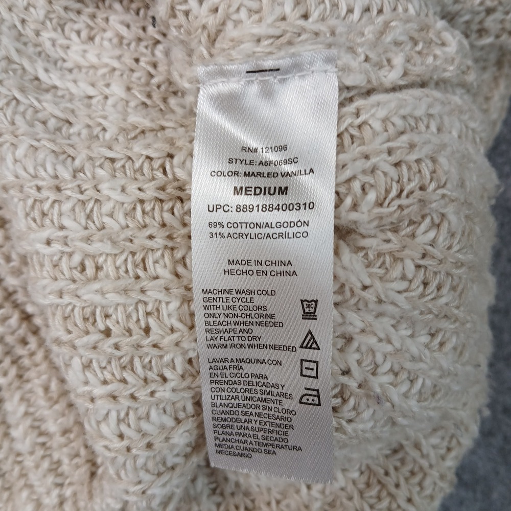 ABS Sweater Womens Medium Beige Marled Vanilla Half Zip Chunky Knit‎ A6F069SC - Picture 4 of 10
